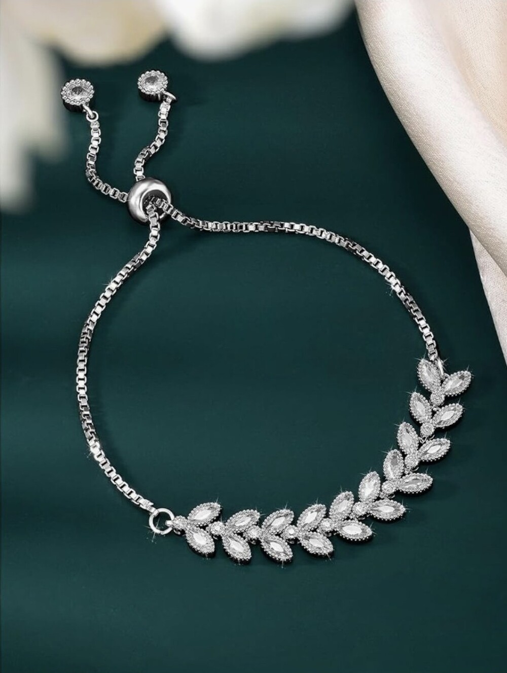 Silver Leaf Slider Bracelet